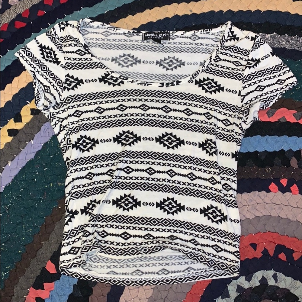 Ivory and Black Aztec Print Crop Top